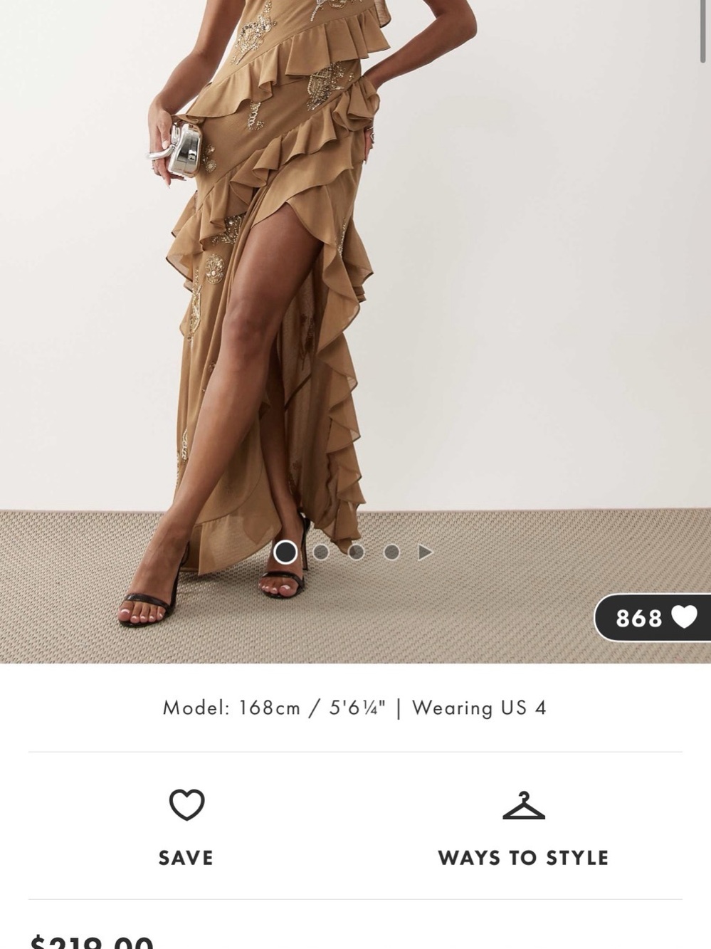 ASOS DESIGN Embellished Ruffle Detail Maxi Dress Maxi Dress